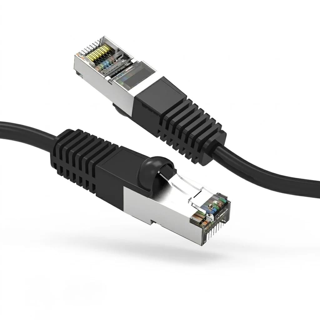 Black CAT8 S/FTP 26AWG shielded copper Ethernet network patch cable