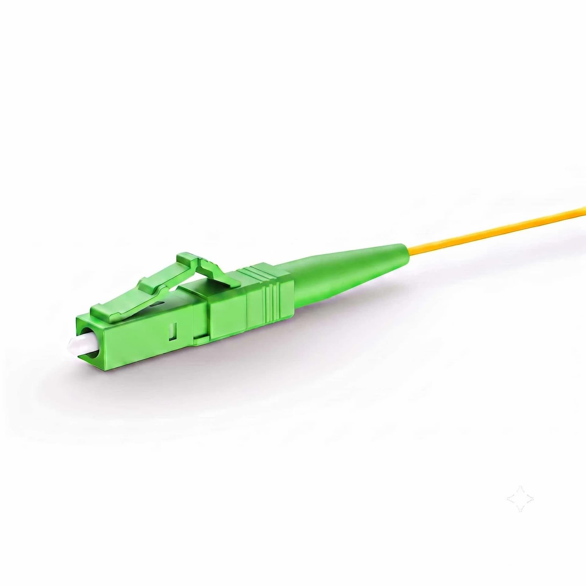 LC/APC Simplex OS2 Singlemode Fiber Pigtail 0.9mm Yellow — connector close-up