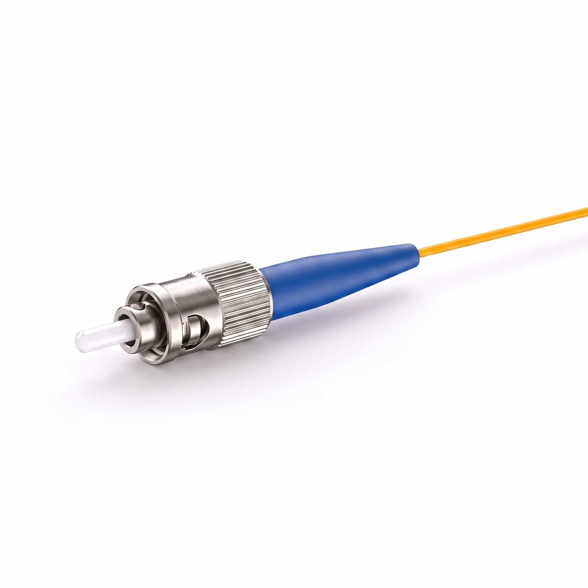 ST/UPC Simplex OS2 Singlemode Fiber Pigtail 0.9mm Yellow — connector close-up