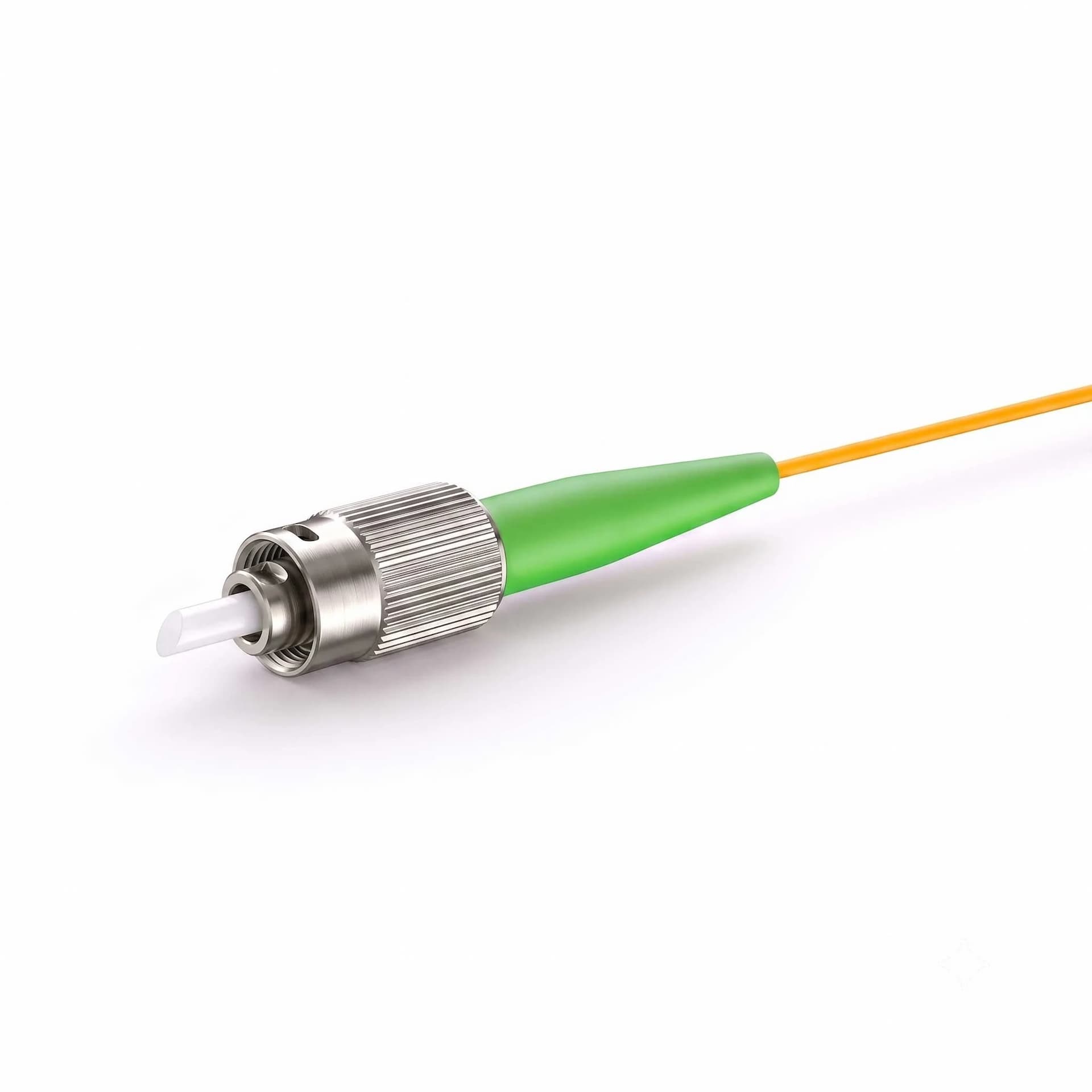 FC/APC Simplex OS2 Singlemode Fiber Pigtail 0.9mm Yellow — connector close-up