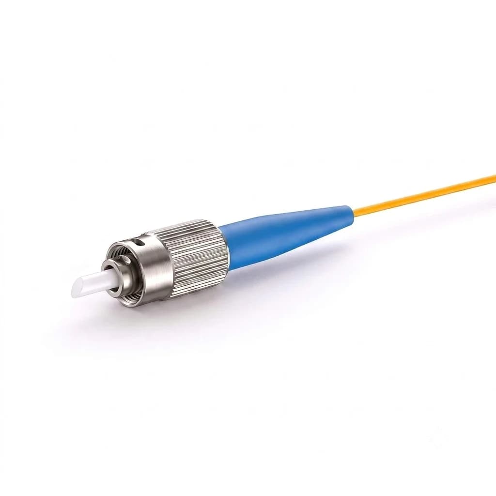 FC/UPC OS2 singlemode simplex fiber pigtail 0.9mm yellow — connector close-up