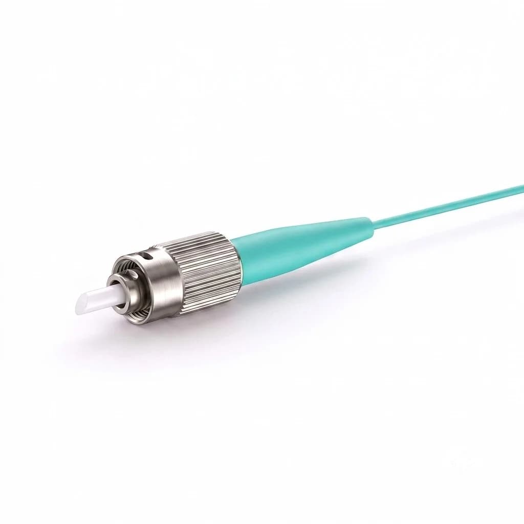 FC/UPC Simplex OM4 Multimode Fiber Pigtail 0.9mm Aqua — connector close-up