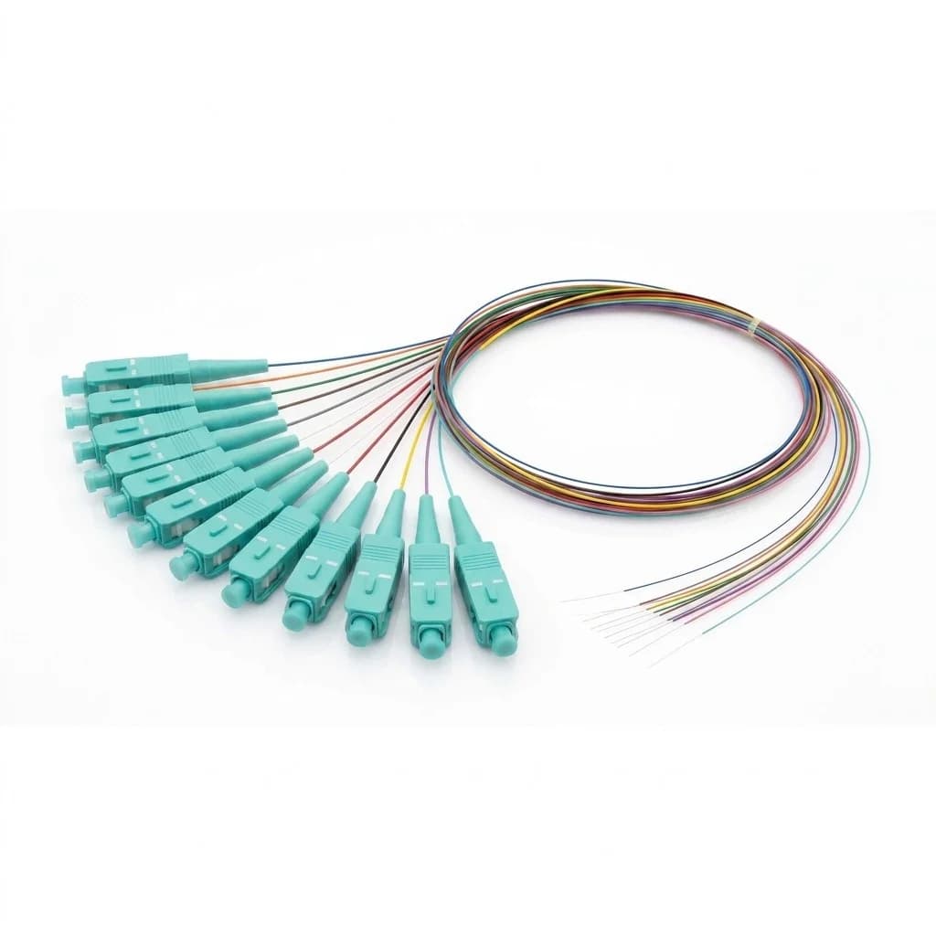 12-fiber OM4 SC/UPC unjacketed color-coded ribbon pigtail 0.9mm 12-Color