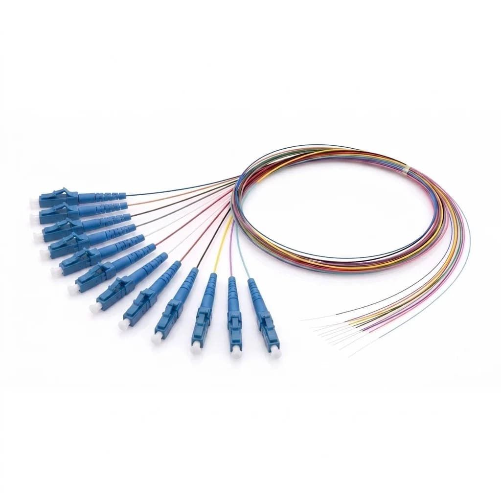 12-Fiber LC/UPC Unterminated OS2 Singlemode Pigtail 0.9mm Color-Coded
