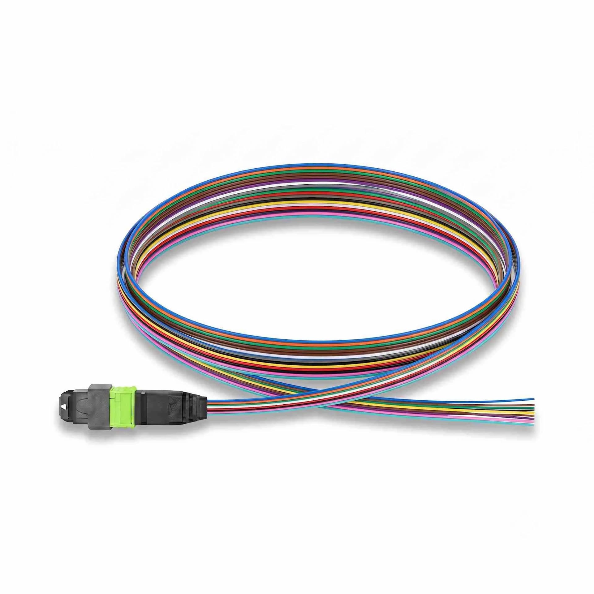 MTP-12 APC Female to Unterminated 12-Fiber OS2 Singlemode Ribbon Pigtail Coil View