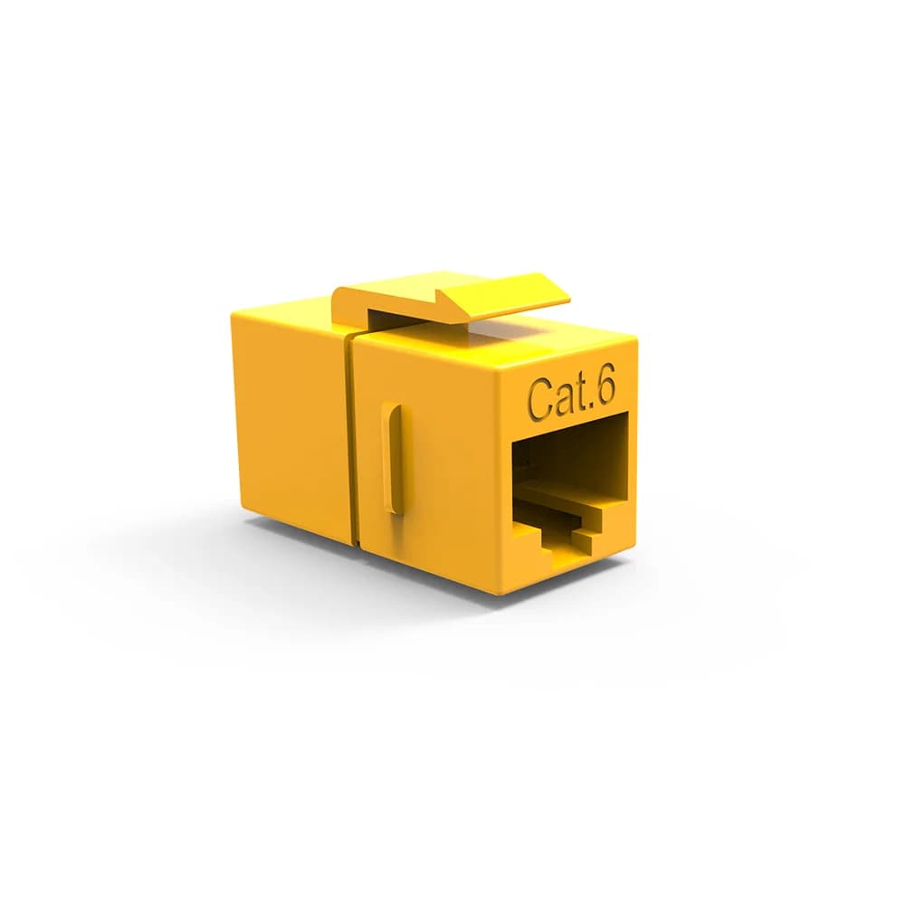 CAT6 RJ45 Inline Coupler with Keystone Latch Yellow