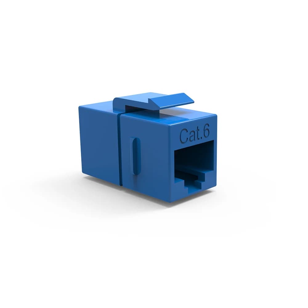 CAT6 RJ45 Inline Coupler with Keystone Latch Blue