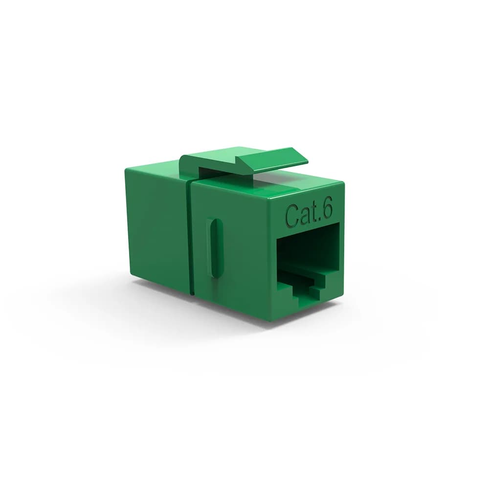 CAT6 RJ45 Inline Coupler with Keystone Latch Green
