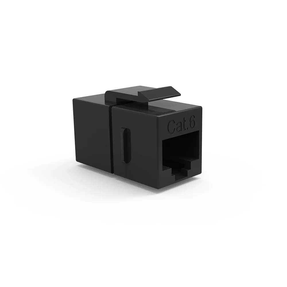 CAT6 RJ45 Inline Coupler with Keystone Latch Black