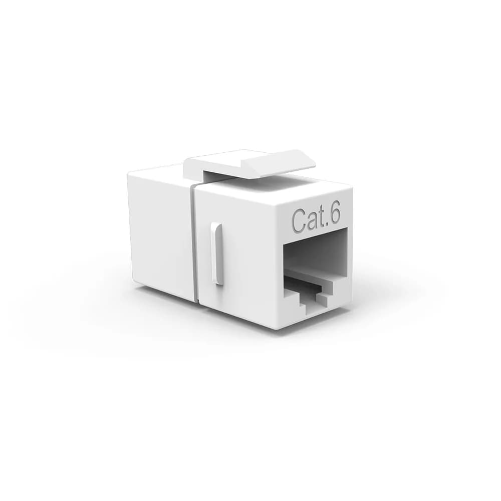 CAT6 RJ45 Inline Coupler with Keystone Latch White