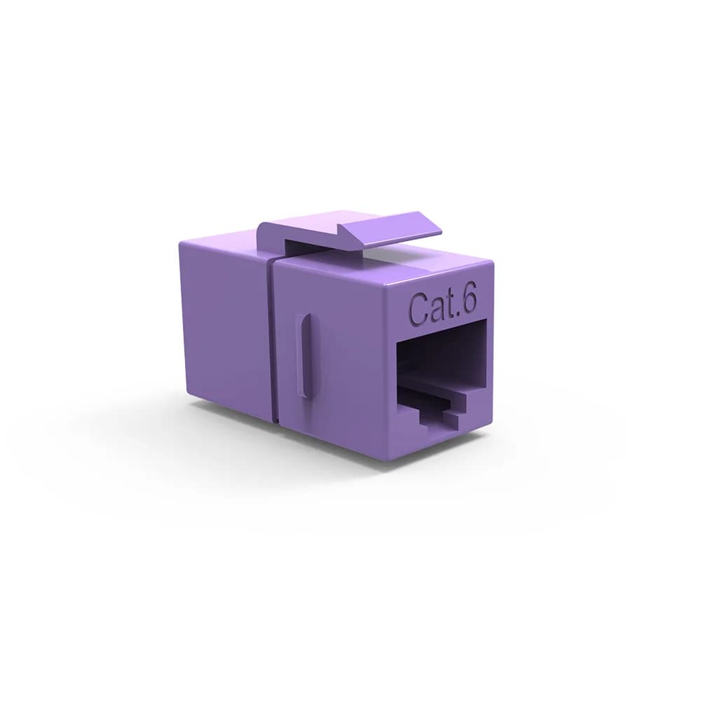 CAT6 RJ45 Inline Coupler with Keystone Latch Purple