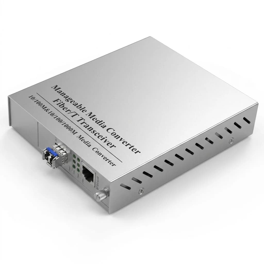 SNMP Managed Fiber Media Converter 10/100/1000TX to 1000SX Singlemode LC SFP 10KM