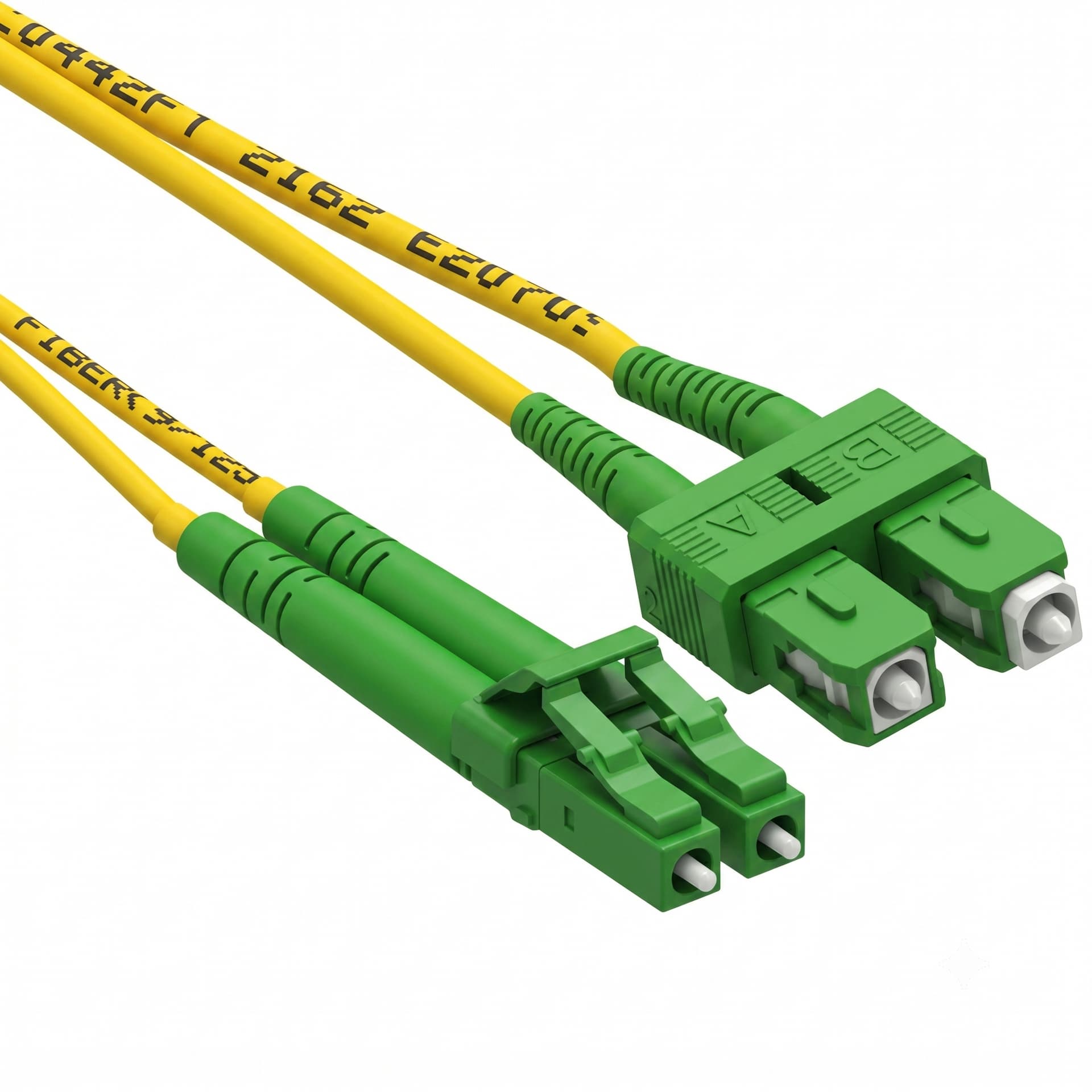 Yellow Singlemode OS2 LC/APC to SC/APC Duplex fiber patch cable