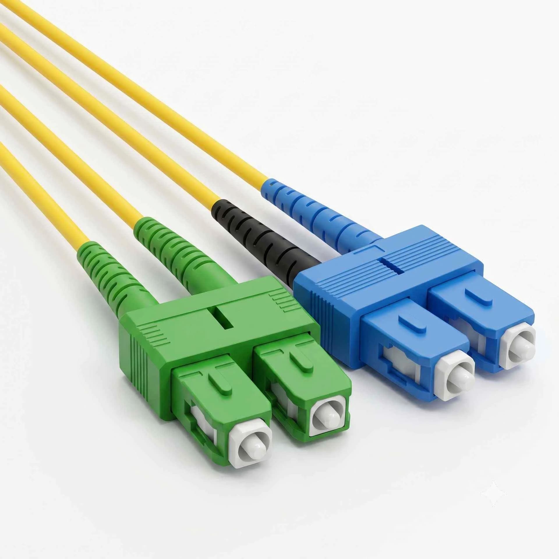 SC/APC to SC/UPC Duplex 9/125 Singlemode Fiber Patch Cable Yellow