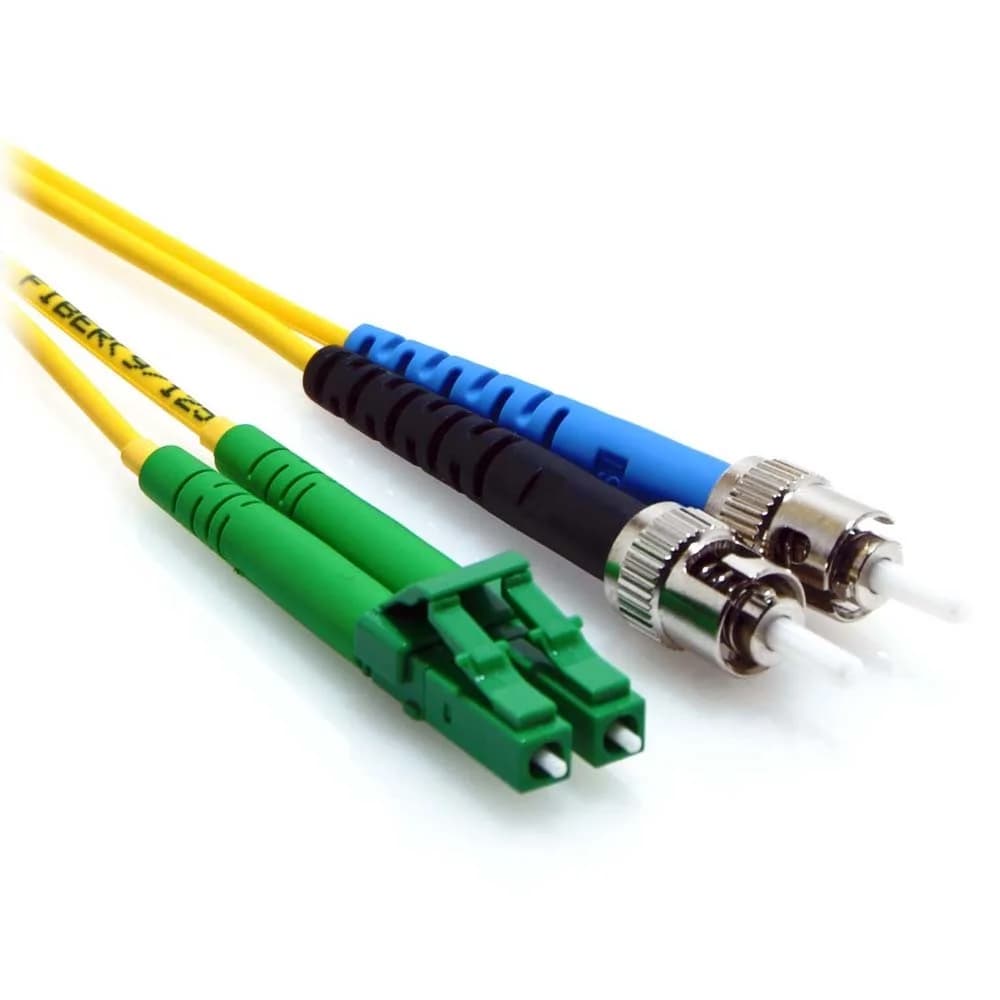 LC/APC to ST/UPC Duplex 9/125 Singlemode Fiber Patch Cable Yellow TAA