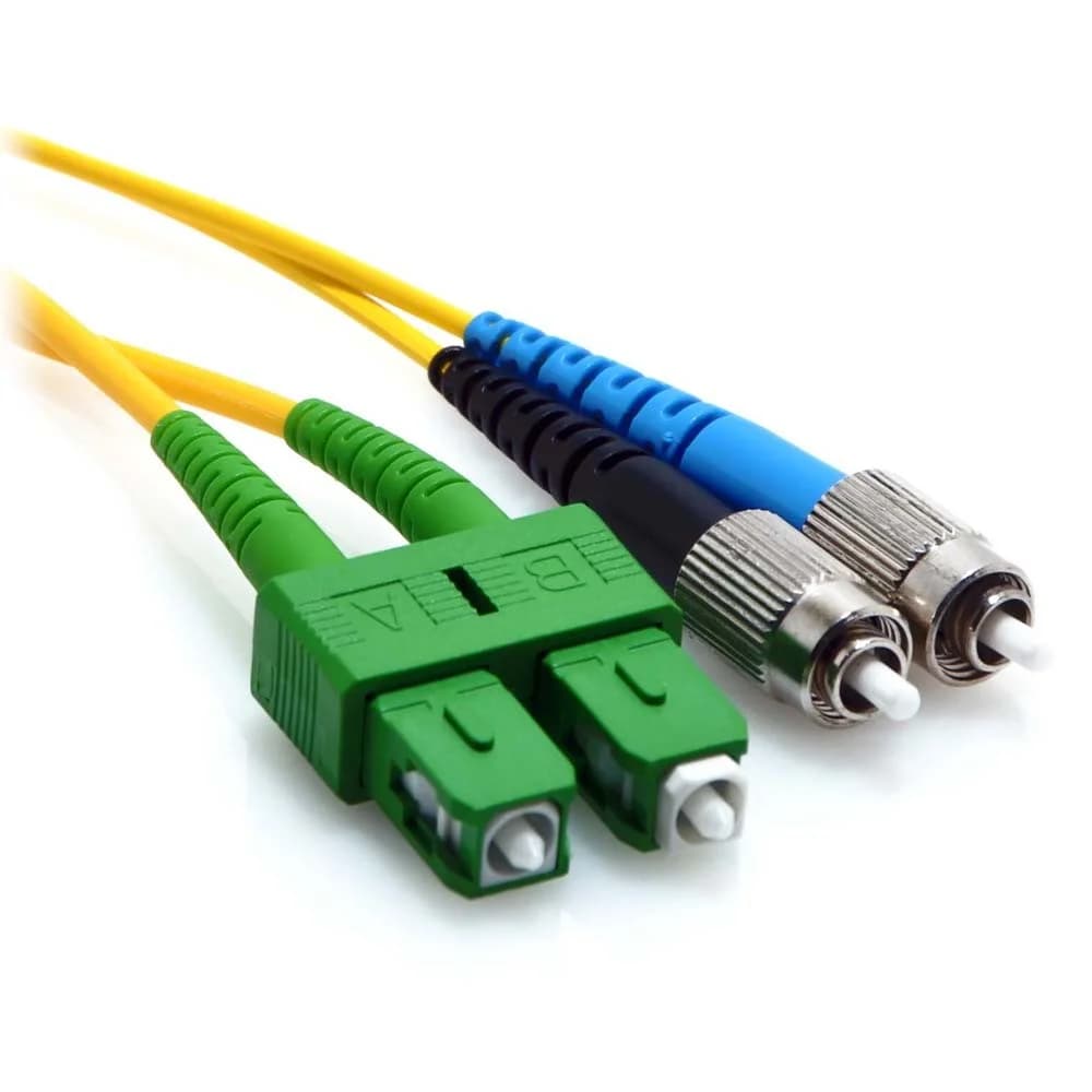 SC/APC to FC/UPC Duplex 9/125 Singlemode Fiber Patch Cable Yellow TAA
