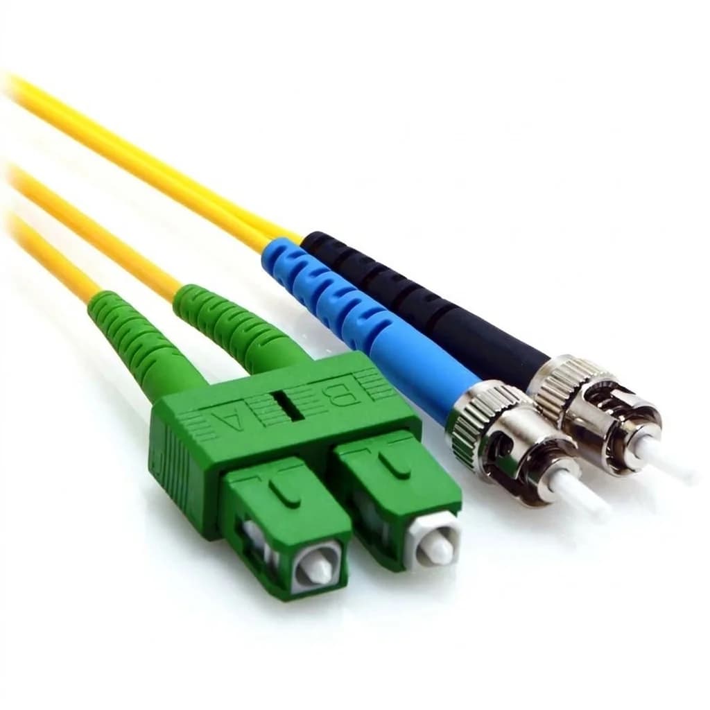 SC/APC to ST/UPC Duplex 9/125 Singlemode Fiber Patch Cable Yellow TAA