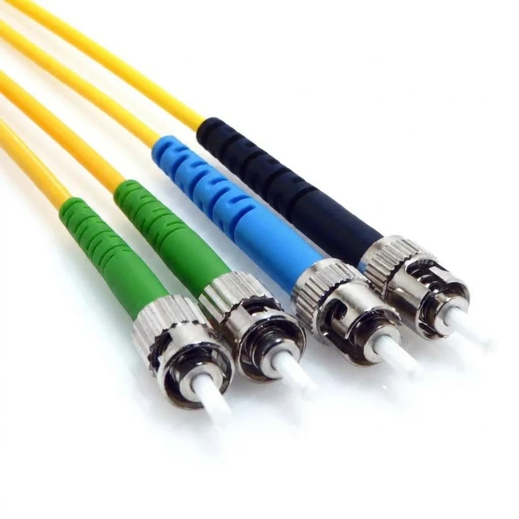 ST/APC to ST/UPC Duplex 9/125 Singlemode Fiber Patch Cable Yellow TAA