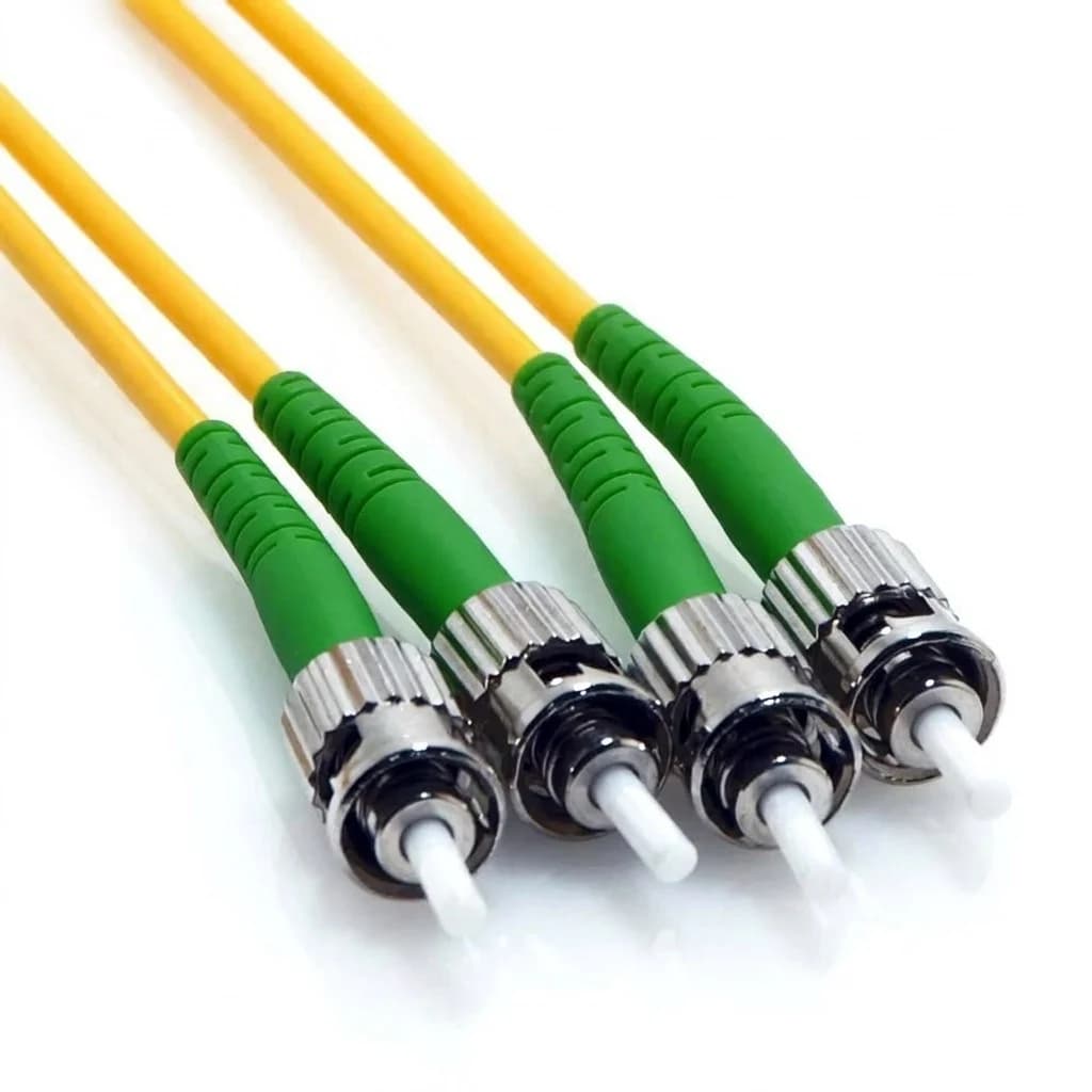 ST/APC to ST/APC Duplex 9/125 Singlemode Fiber Patch Cable Yellow TAA