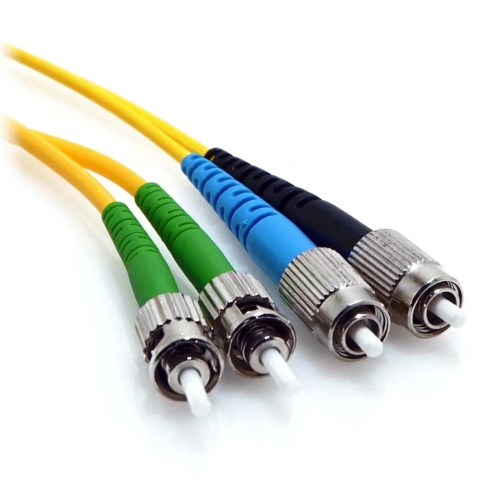ST/APC to FC/UPC Duplex 9/125 Singlemode Fiber Patch Cable Yellow TAA