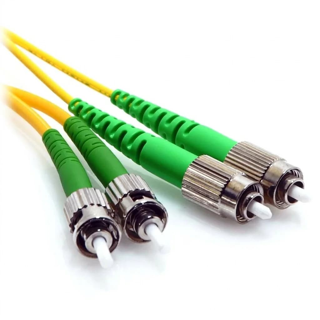 ST/APC to FC/APC Duplex 9/125 Singlemode Fiber Patch Cable Yellow TAA