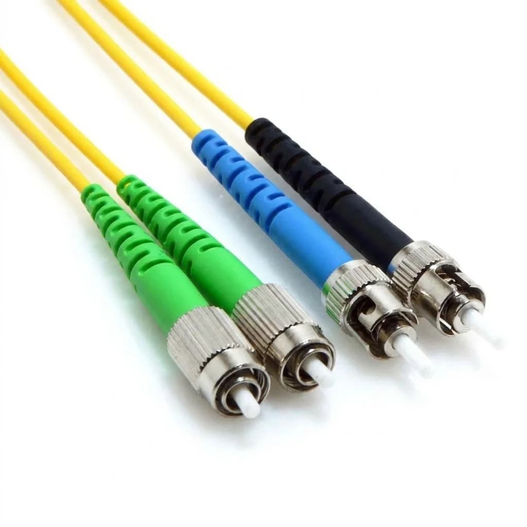 FC/APC to ST/UPC Duplex 9/125 Singlemode Fiber Patch Cable Yellow