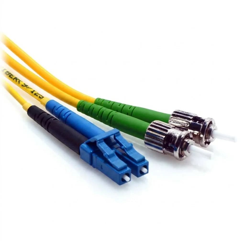 ST/APC to LC/UPC Duplex 9/125 Singlemode Fiber Patch Cable Yellow TAA
