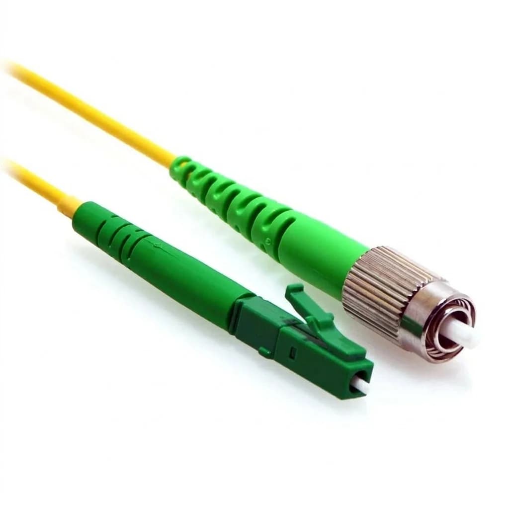 LC/APC to FC/APC Simplex 9/125 Singlemode Fiber Patch Cable Yellow TAA