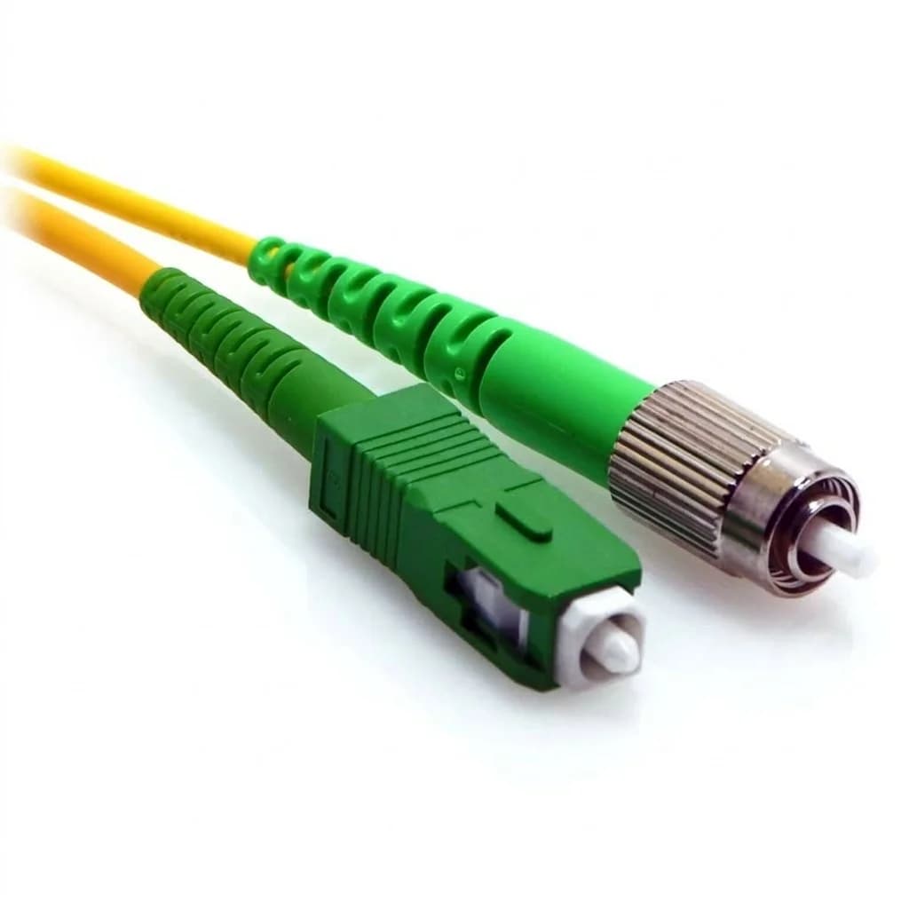 SC/APC to FC/APC Simplex 9/125 Singlemode Fiber Patch Cable Yellow TAA