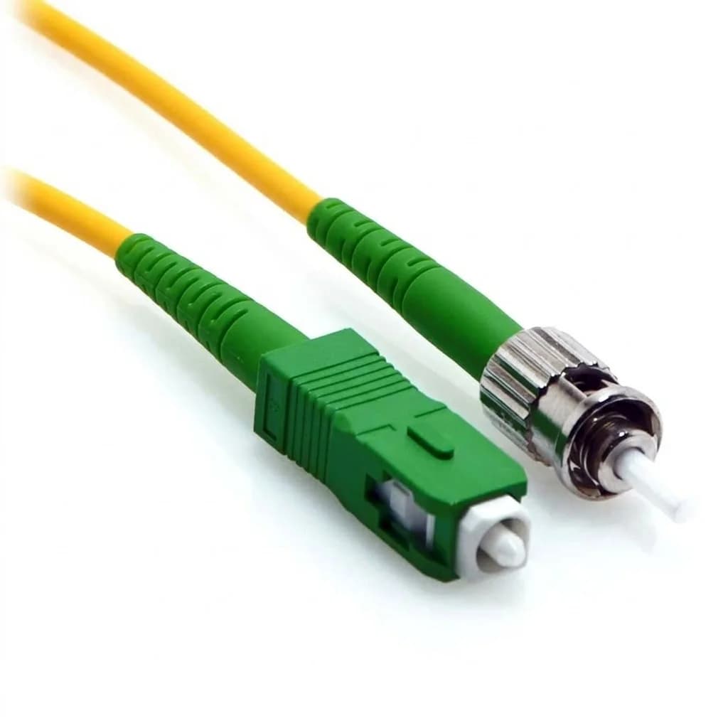 SC/APC to ST/APC Simplex 9/125 Singlemode Fiber Patch Cable Yellow TAA