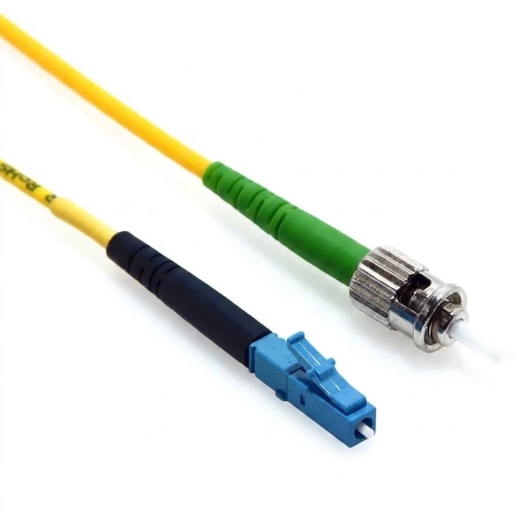 ST/APC to LC/UPC Simplex 9/125 Singlemode Fiber Patch Cable Yellow TAA