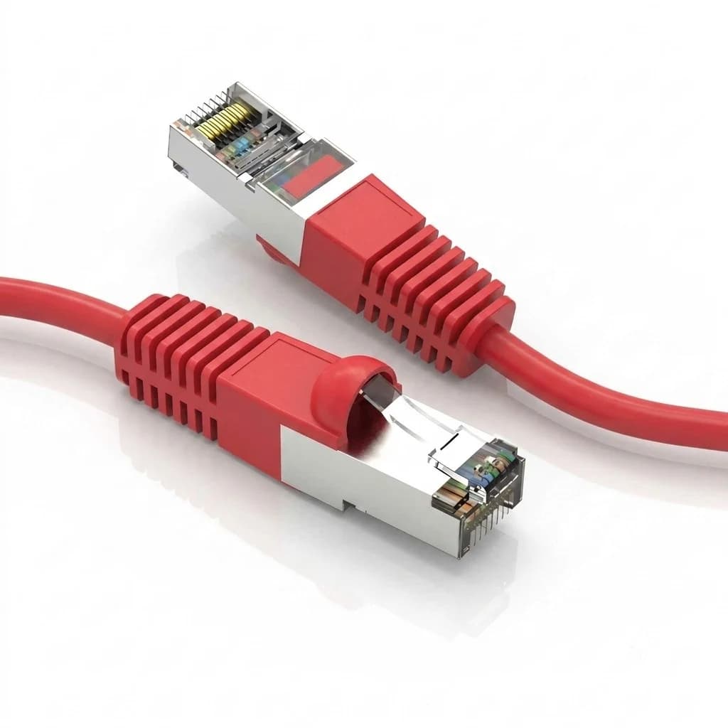 0.5ft Cat5e FTP Shielded Booted Ethernet Network Cable Red