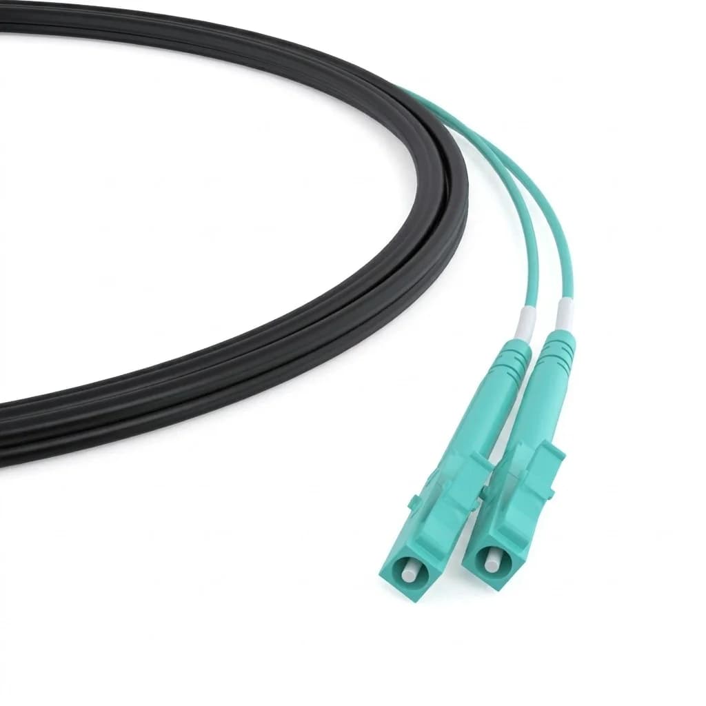 LC/LC 2-Strand OM4 Multimode 50/125 Indoor/Outdoor Plenum Rated Fiber Cable with 18 inch Furcated Legs Black