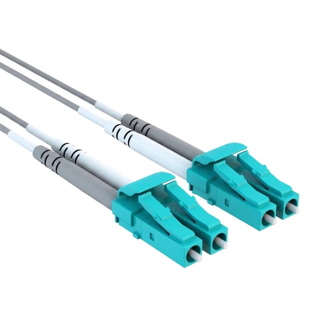 LC/LC OM4 Duplex 50/125 Multimode 100GB Fiber Patch Cable Gray TAA