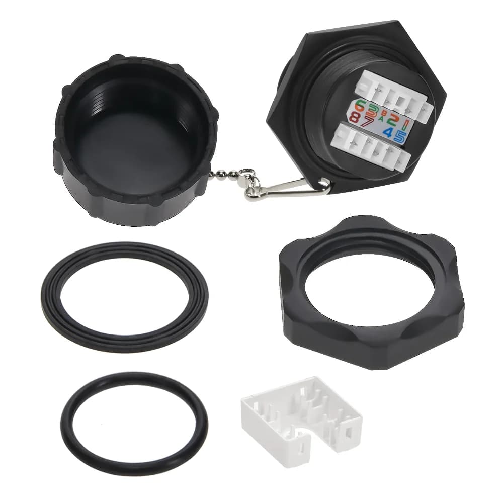CAT6 RJ45 Shielded Industrial Panelmount Jack with Dust Cap