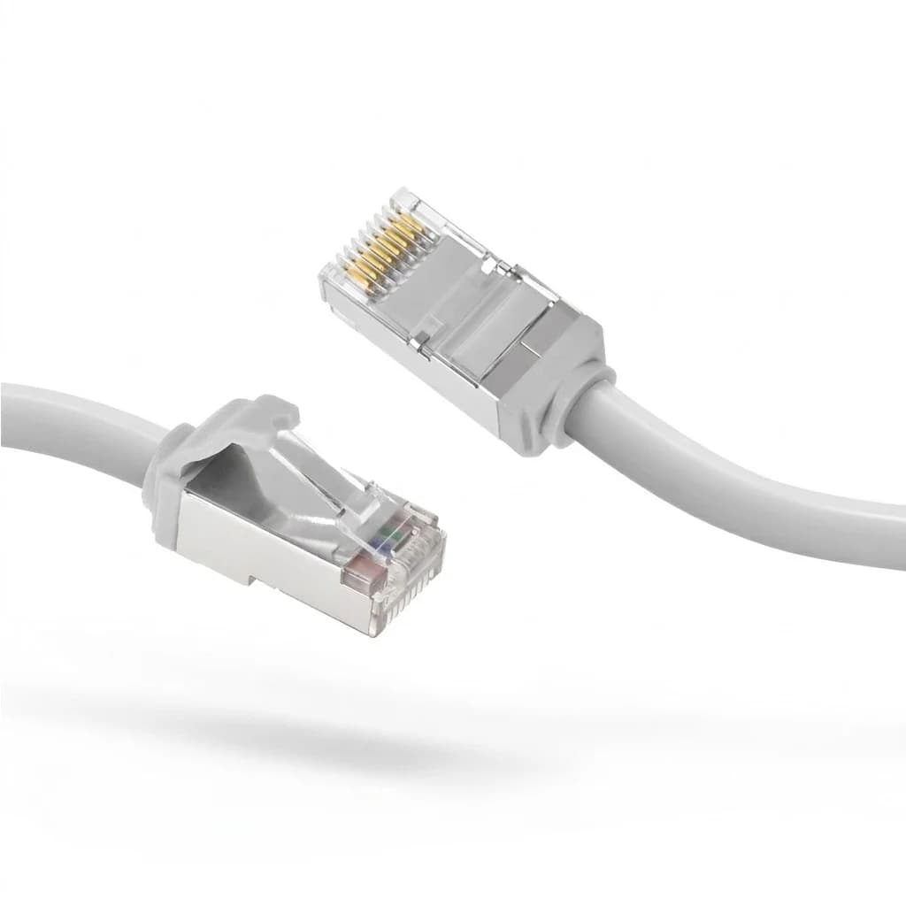 White Cat8 S/FTP Snagless 28AWG Shielded Copper Ethernet Network Cable