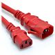 1ft IEC60320 C14 P-Lock Locking Plug to C15 Female Connector 14/3 15AMP 250V SJT Power Cord Red