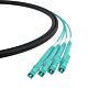 90m LC/LC 4-Strand OM3 50/125 Multimode Indoor/Outdoor Fiber Cable with Furcation Tubing and Mesh Pull Sock - Black